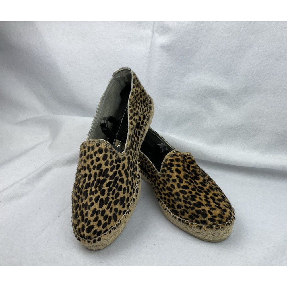 Manebi Women's Brown Leopard-Print Calf Hair Espadrille Loafer Shoes 39